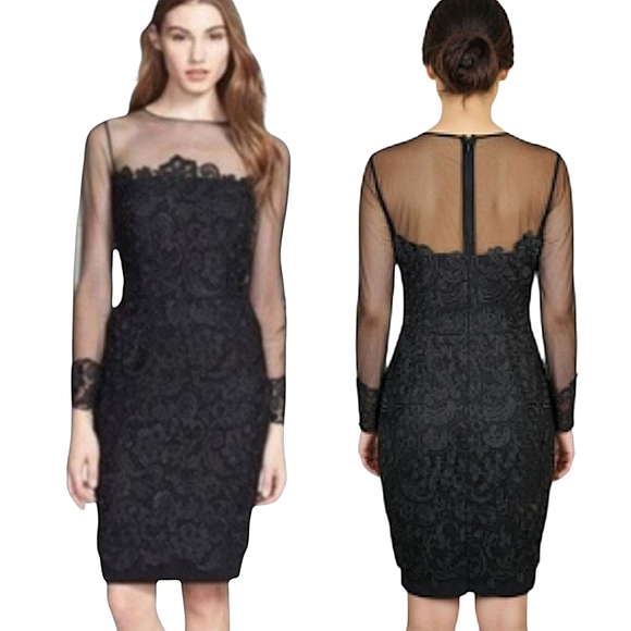 PATRA Black Lace Sheath Cocktail Dress - Size 8P - Picture 1 of 15